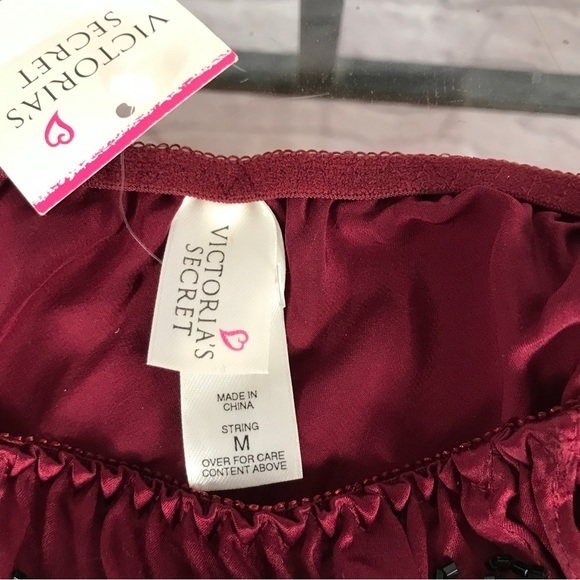 NWT VINTAGE SILK Beading and Sequins String Bikini‎ Victoria’s Secret Burgundy - Picture 6 of 7